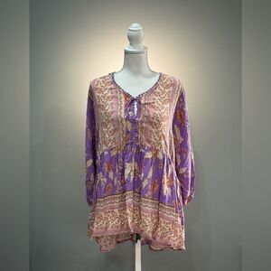 Lilac Heccpli Oversized Peasant Blouse Size M EUC